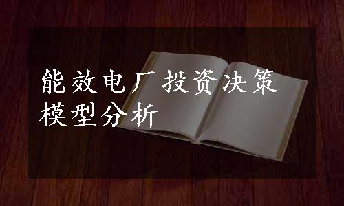 能效电厂投资决策模型分析