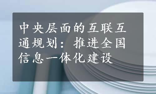 中央层面的互联互通规划：推进全国信息一体化建设