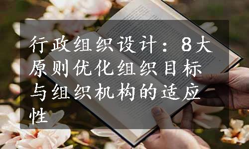 行政组织设计：8大原则优化组织目标与组织机构的适应性