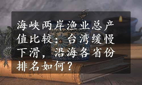 海峡两岸渔业总产值比较：台湾缓慢下滑，沿海各省份排名如何？