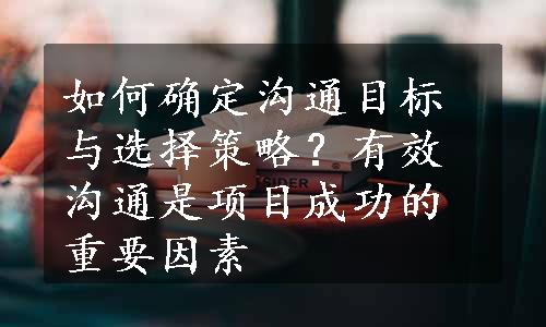 如何确定沟通目标与选择策略？有效沟通是项目成功的重要因素