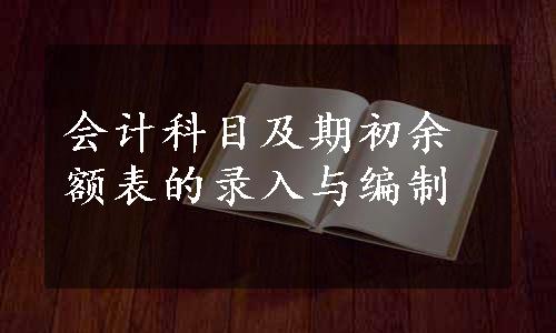 会计科目及期初余额表的录入与编制