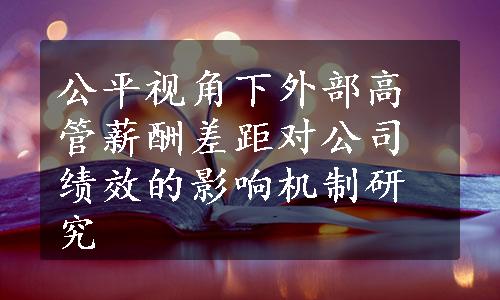 公平视角下外部高管薪酬差距对公司绩效的影响机制研究