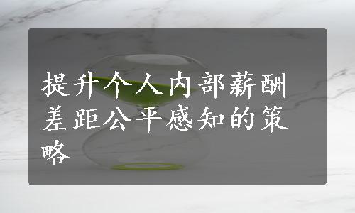 提升个人内部薪酬差距公平感知的策略