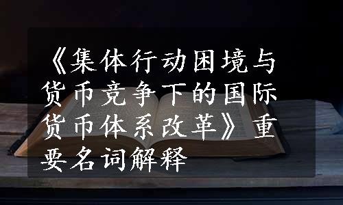 《集体行动困境与货币竞争下的国际货币体系改革》重要名词解释