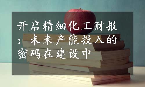 开启精细化工财报：未来产能投入的密码在建设中