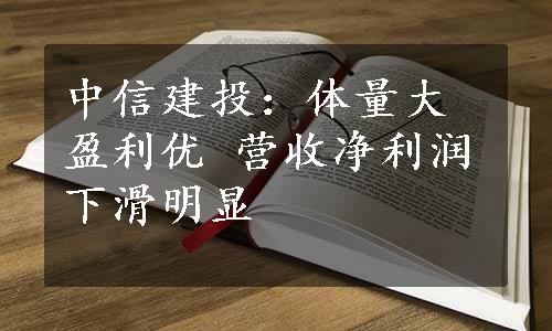 中信建投：体量大盈利优 营收净利润下滑明显