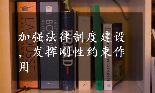 加强法律制度建设，发挥刚性约束作用