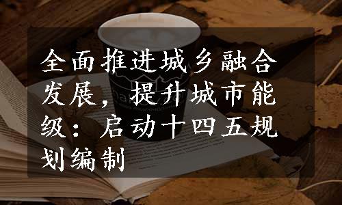 全面推进城乡融合发展，提升城市能级：启动十四五规划编制