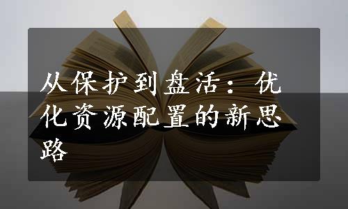 从保护到盘活：优化资源配置的新思路