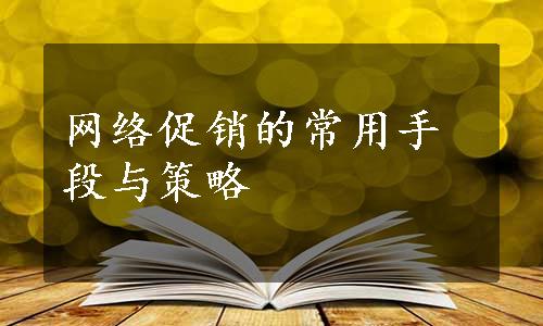 网络促销的常用手段与策略