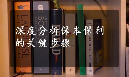 深度分析保本保利的关键步骤