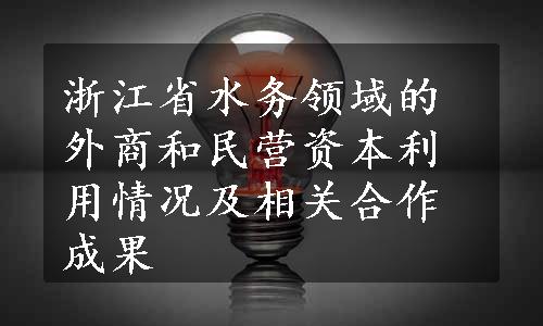 浙江省水务领域的外商和民营资本利用情况及相关合作成果