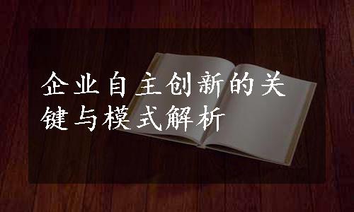 企业自主创新的关键与模式解析