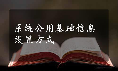 系统公用基础信息设置方式