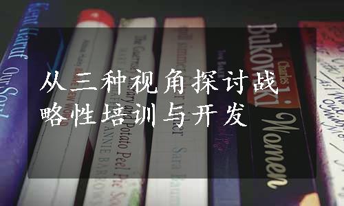 从三种视角探讨战略性培训与开发