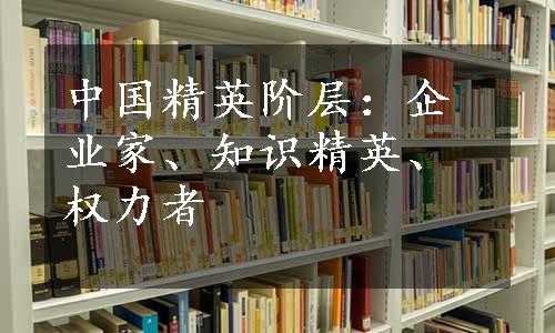 中国精英阶层：企业家、知识精英、权力者