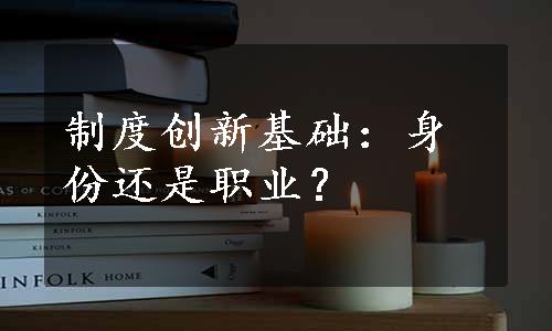 制度创新基础：身份还是职业？