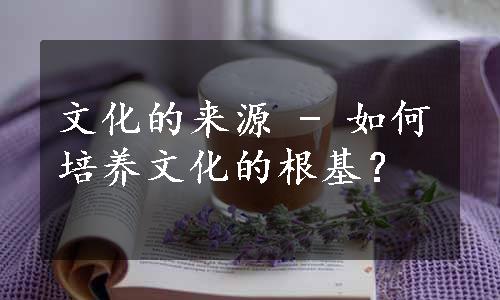 文化的来源 - 如何培养文化的根基？