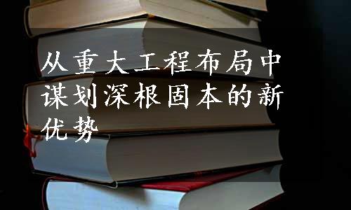 从重大工程布局中谋划深根固本的新优势