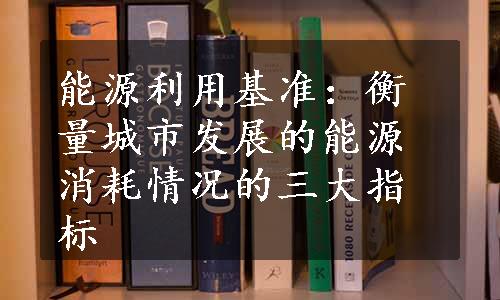 能源利用基准：衡量城市发展的能源消耗情况的三大指标