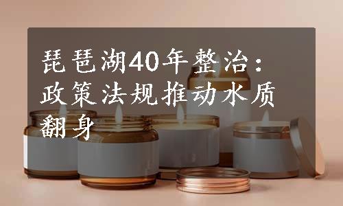 琵琶湖40年整治：政策法规推动水质翻身