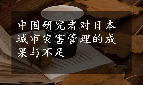 中国研究者对日本城市灾害管理的成果与不足