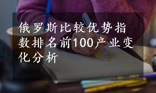 俄罗斯比较优势指数排名前100产业变化分析