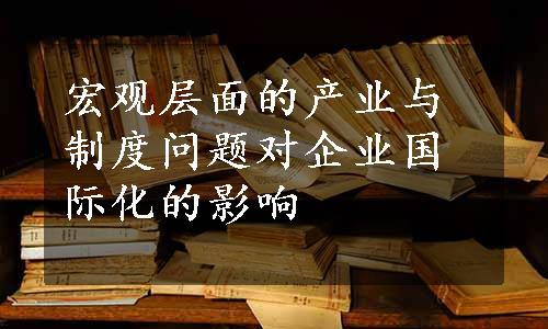 宏观层面的产业与制度问题对企业国际化的影响