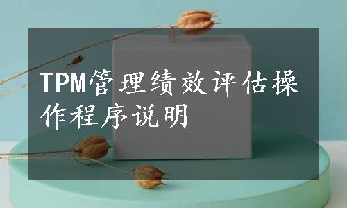 TPM管理绩效评估操作程序说明