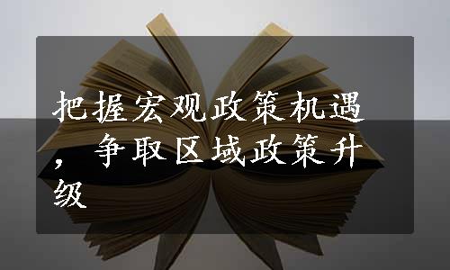 把握宏观政策机遇，争取区域政策升级