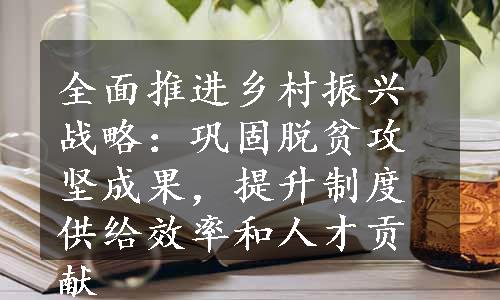 全面推进乡村振兴战略：巩固脱贫攻坚成果，提升制度供给效率和人才贡献