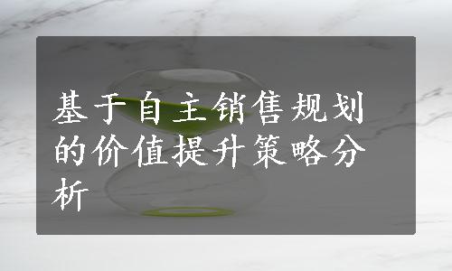 基于自主销售规划的价值提升策略分析