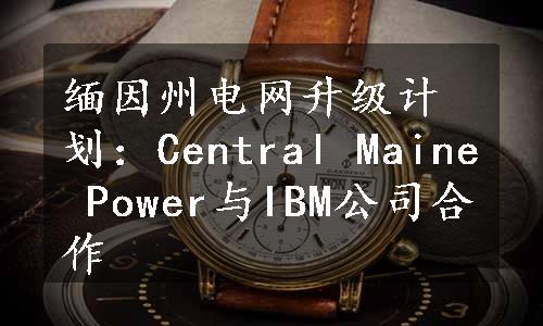 缅因州电网升级计划：Central Maine Power与IBM公司合作