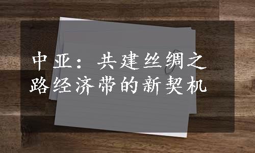 中亚：共建丝绸之路经济带的新契机