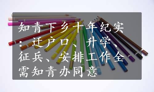 知青下乡十年纪实：迁户口、升学、征兵、安排工作全需知青办同意