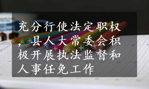 充分行使法定职权，县人大常委会积极开展执法监督和人事任免工作