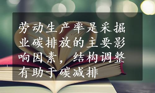 劳动生产率是采掘业碳排放的主要影响因素，结构调整有助于碳减排