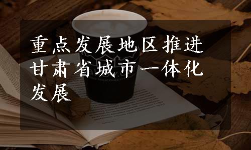 重点发展地区推进甘肃省城市一体化发展