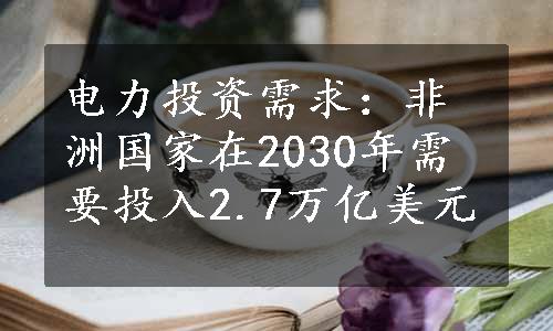 电力投资需求：非洲国家在2030年需要投入2.7万亿美元