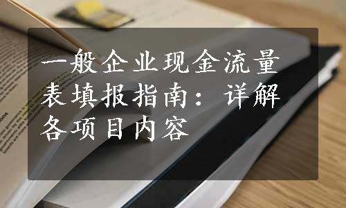 一般企业现金流量表填报指南：详解各项目内容