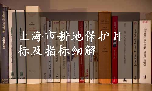 上海市耕地保护目标及指标细解