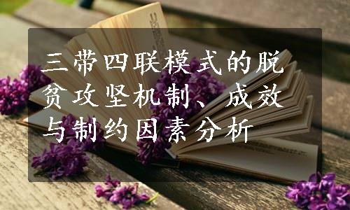 三带四联模式的脱贫攻坚机制、成效与制约因素分析