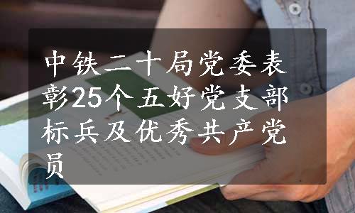 中铁二十局党委表彰25个五好党支部标兵及优秀共产党员