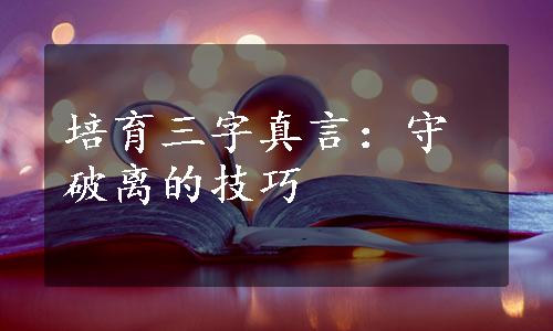 培育三字真言：守破离的技巧