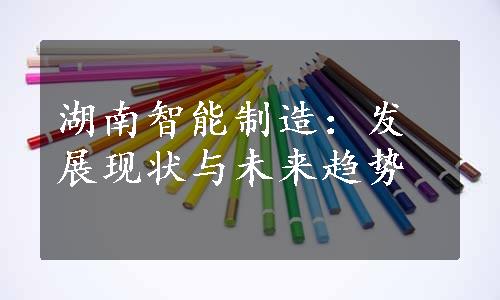 湖南智能制造：发展现状与未来趋势