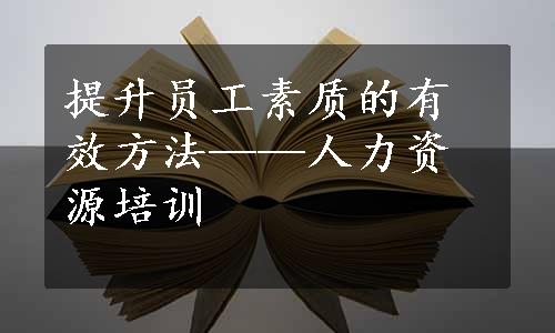 提升员工素质的有效方法——人力资源培训