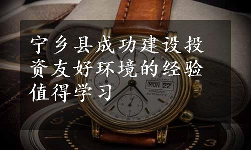 宁乡县成功建设投资友好环境的经验值得学习