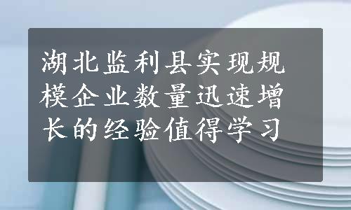 湖北监利县实现规模企业数量迅速增长的经验值得学习