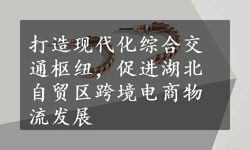 打造现代化综合交通枢纽，促进湖北自贸区跨境电商物流发展